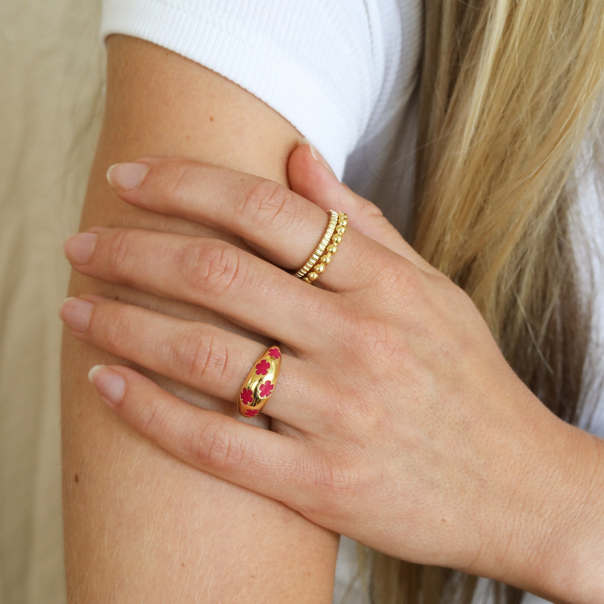 Pink Flower Dome ring